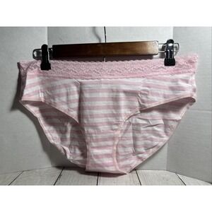 Victorias Secret Panty Large Pink/White New Old Stock